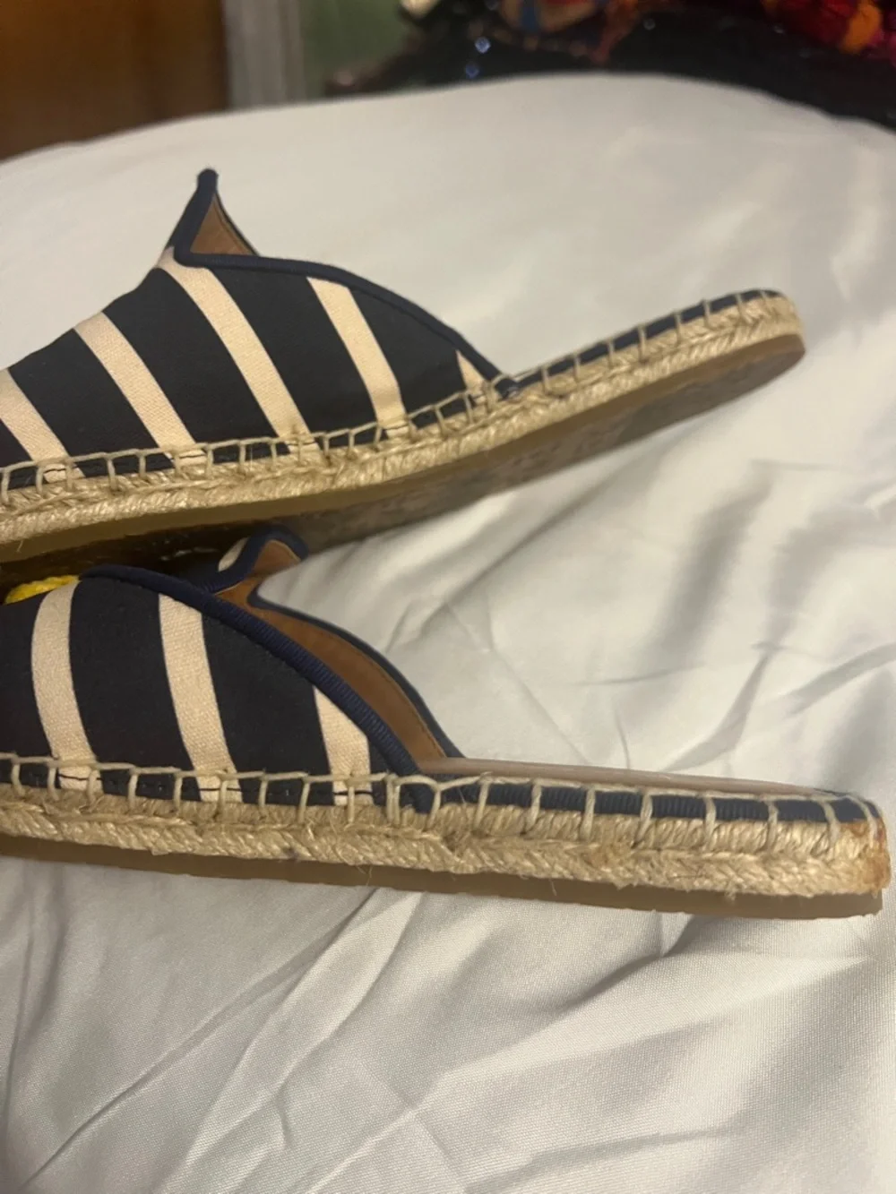 kate spade Navy & White Striped Espadrille Slides with Yellow Daisy - Picture 3 of 3